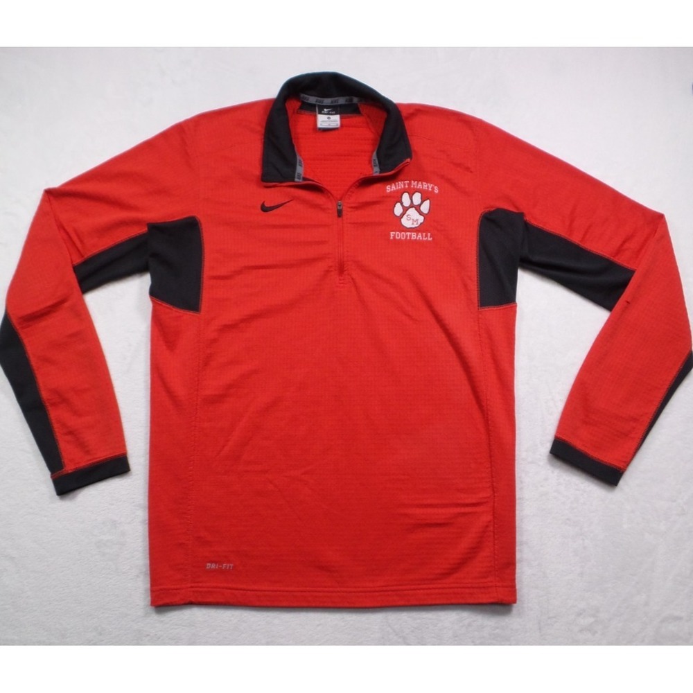 Saint Marys Football Sweatshirt Mens Size Medium Red‎ Nike Dri-Fit Quarter Zip